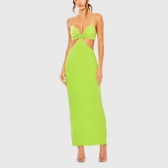 Ieena‎ for Mac Duggal 27110 - Column Body Cut Out Dress - Size 0 - Sage - NWT